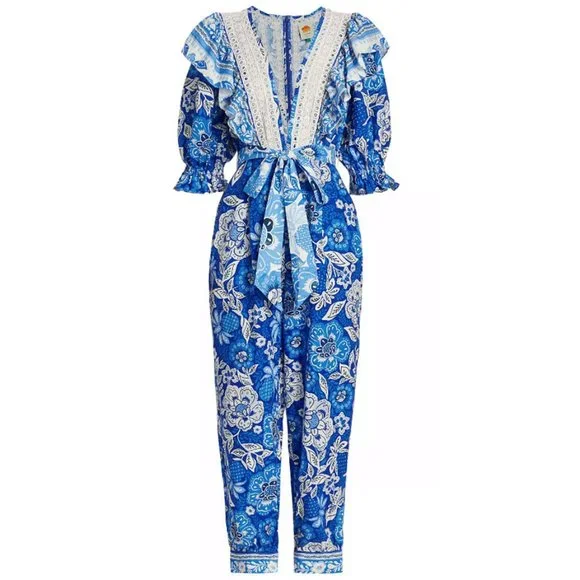 Farm Rio Full of Flowers Ruffled Jumpsuit